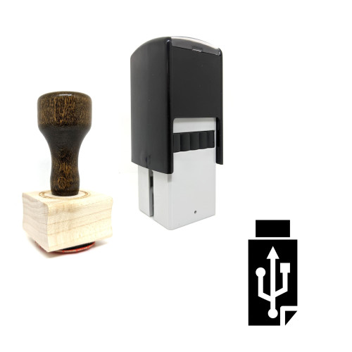 "USB" rubber stamp with 3 sample imprints of the image