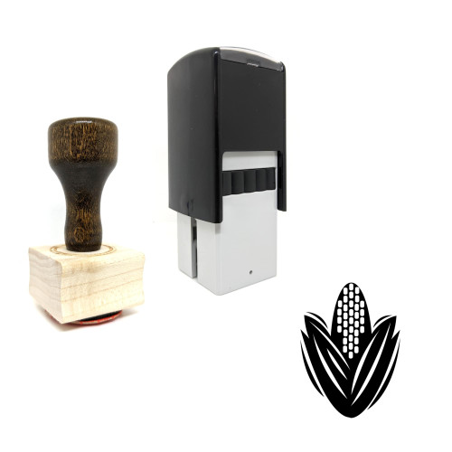 "Corn" rubber stamp with 3 sample imprints of the image