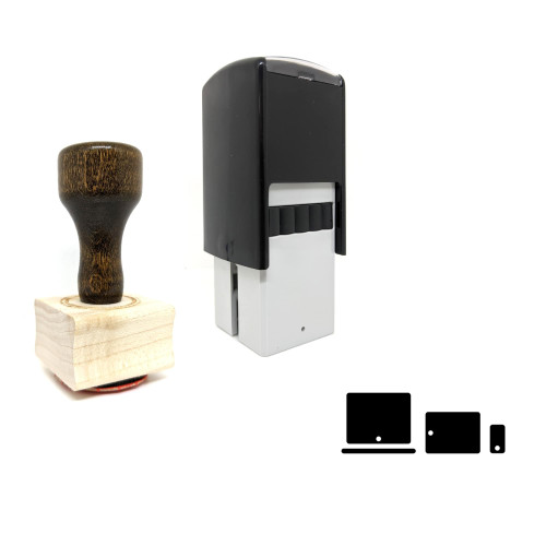 "Devices" rubber stamp with 3 sample imprints of the image