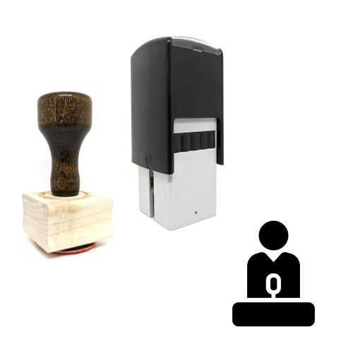 "Public Speaking" rubber stamp with 3 sample imprints of the image