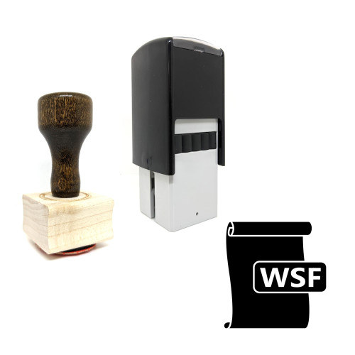 "Wsf" rubber stamp with 3 sample imprints of the image