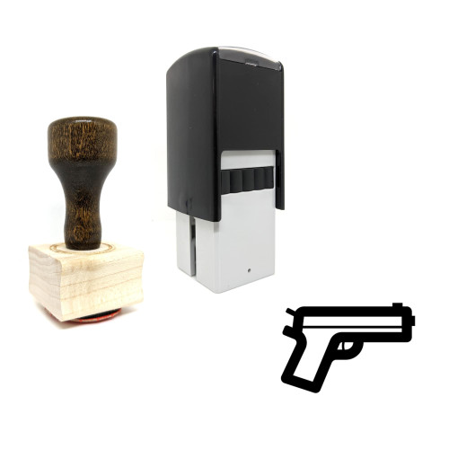 "Hand Gun" rubber stamp with 3 sample imprints of the image