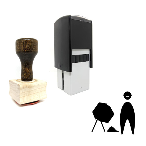 "Construction" rubber stamp with 3 sample imprints of the image