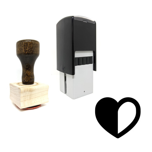 "Half Heart" rubber stamp with 3 sample imprints of the image