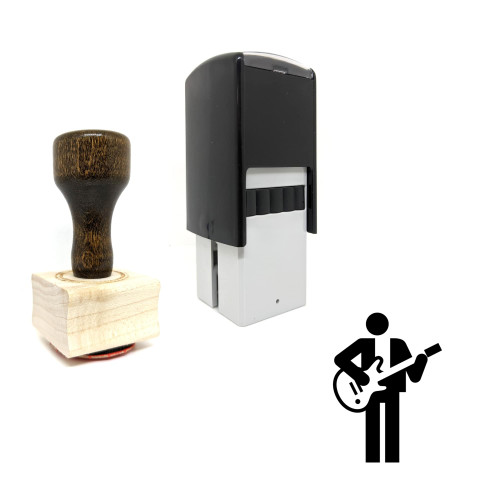 "Guitarist" rubber stamp with 3 sample imprints of the image
