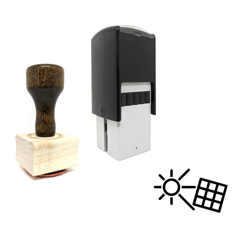 "Solar Panel" rubber stamp with 3 sample imprints of the image