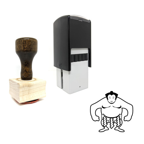 "Sumo Wrestler" rubber stamp with 3 sample imprints of the image