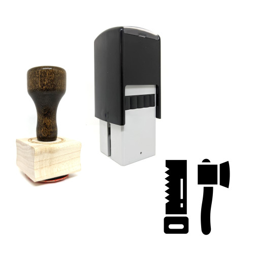"Tools" rubber stamp with 3 sample imprints of the image