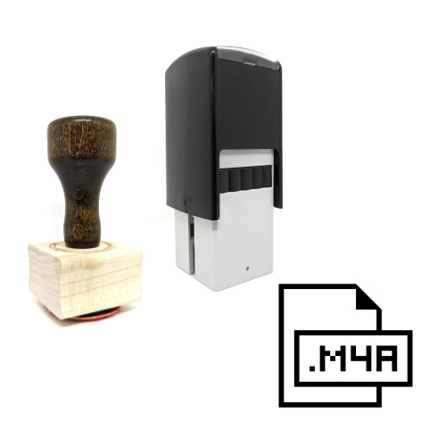 "M4A File" rubber stamp with 3 sample imprints of the image