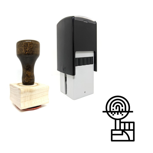 "Fingerprint Scan" rubber stamp with 3 sample imprints of the image