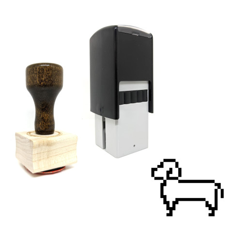 "Dog" rubber stamp with 3 sample imprints of the image