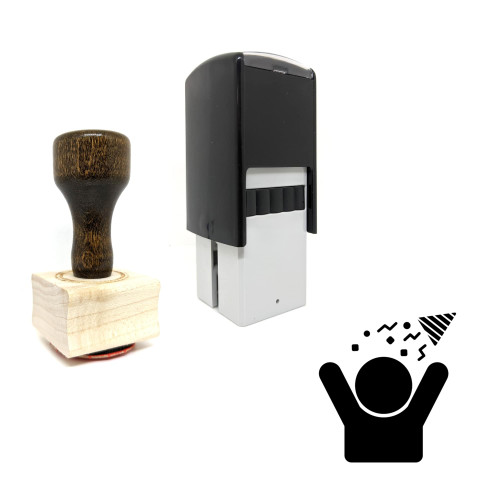 "Celebration" rubber stamp with 3 sample imprints of the image