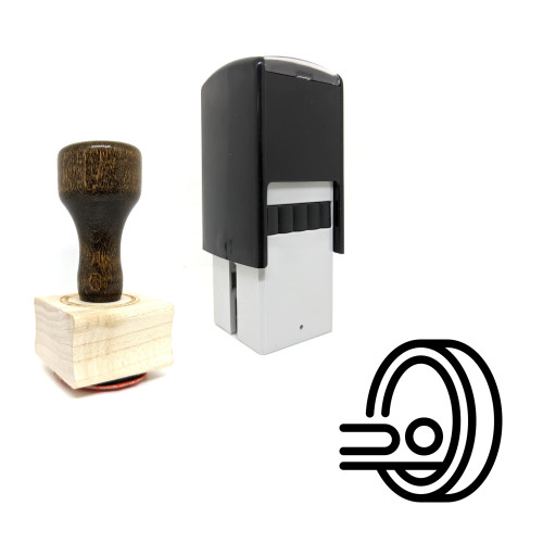 "Tomography" rubber stamp with 3 sample imprints of the image
