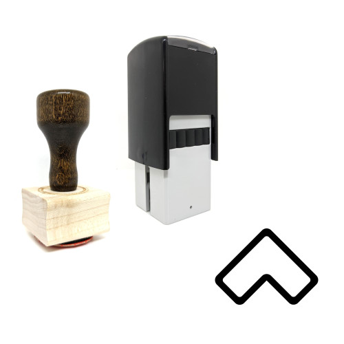 "Up" rubber stamp with 3 sample imprints of the image