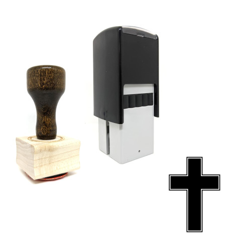 "Crucifix" rubber stamp with 3 sample imprints of the image