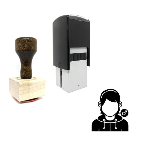 "Man Avatar" rubber stamp with 3 sample imprints of the image