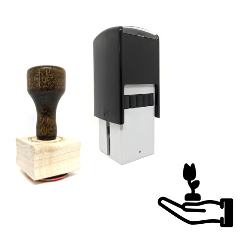 "Hand Plant" rubber stamp with 3 sample imprints of the image