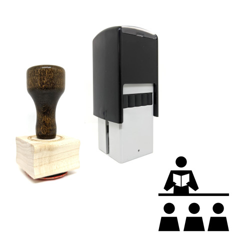 "Lecture" rubber stamp with 3 sample imprints of the image