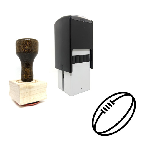 "Rugby" rubber stamp with 3 sample imprints of the image