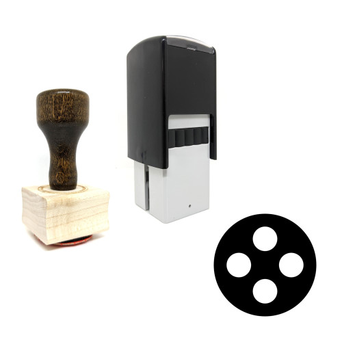 "Video Reel" rubber stamp with 3 sample imprints of the image