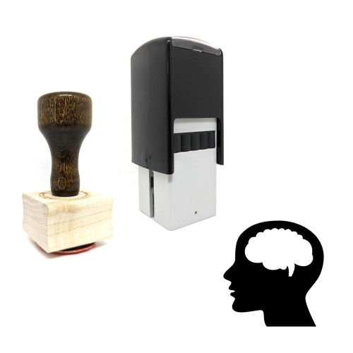 "Brain And Head" rubber stamp with 3 sample imprints of the image