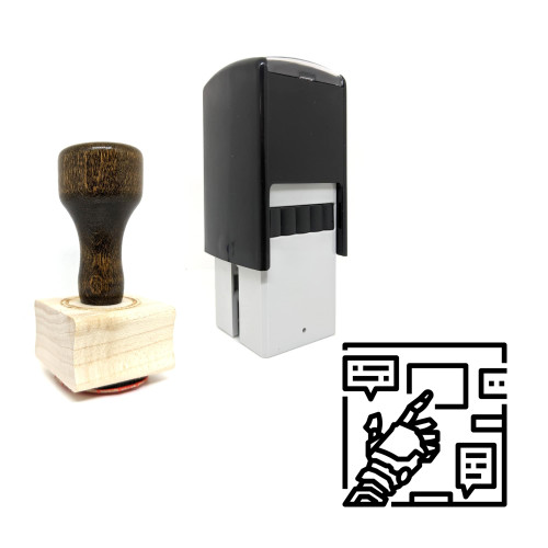 "Robotic Hand" rubber stamp with 3 sample imprints of the image