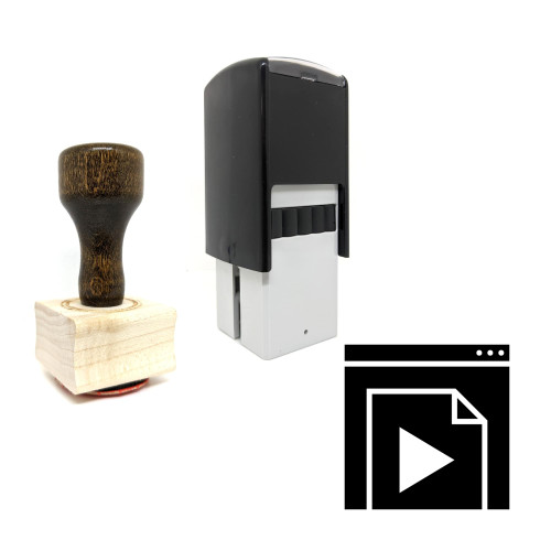 "Videos" rubber stamp with 3 sample imprints of the image