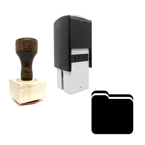 "Folder" rubber stamp with 3 sample imprints of the image