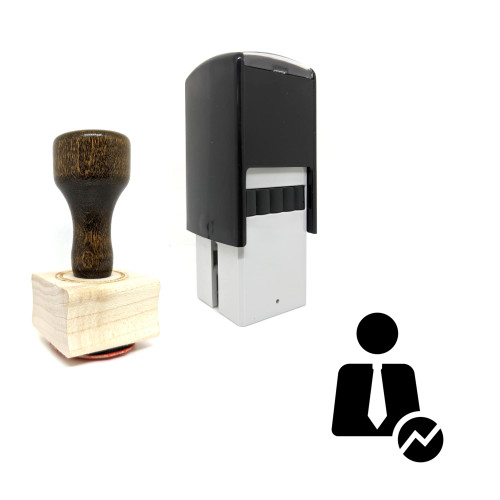 "Businessman" rubber stamp with 3 sample imprints of the image