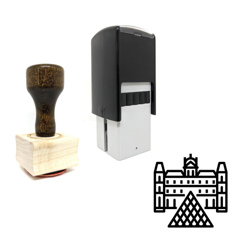 "Louvre Museum" rubber stamp with 3 sample imprints of the image