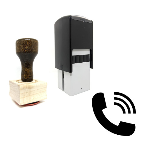 "Handset" rubber stamp with 3 sample imprints of the image