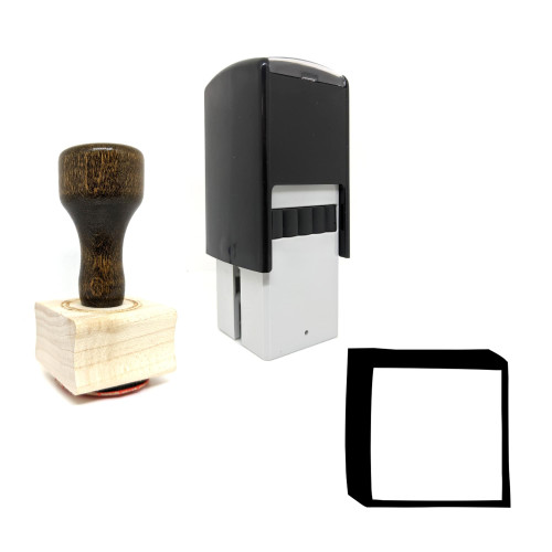 "Square" rubber stamp with 3 sample imprints of the image