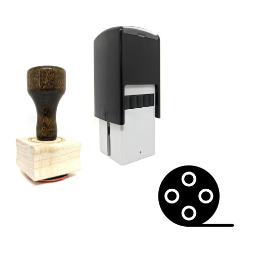 "Video Reel" rubber stamp with 3 sample imprints of the image