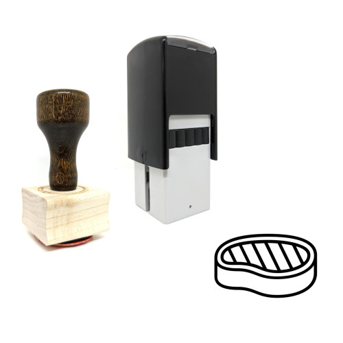 "Steak" rubber stamp with 3 sample imprints of the image