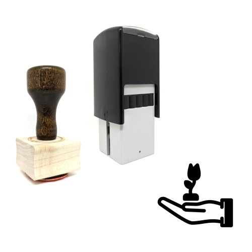 "Hand Plant" rubber stamp with 3 sample imprints of the image