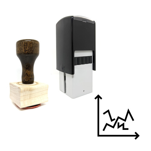 "Line Graph" rubber stamp with 3 sample imprints of the image