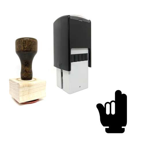 "Three Fingers" rubber stamp with 3 sample imprints of the image