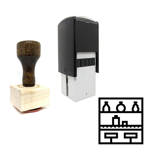 "Bar" rubber stamp with 3 sample imprints of the image