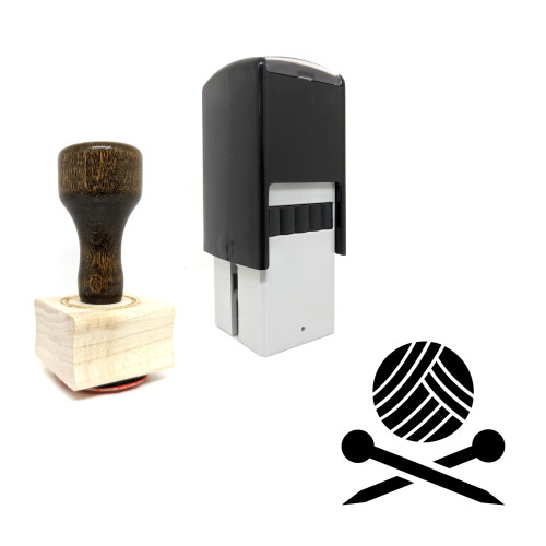 "Knitting" rubber stamp with 3 sample imprints of the image