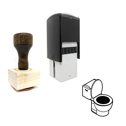 "Toilet" rubber stamp with 3 sample imprints of the image