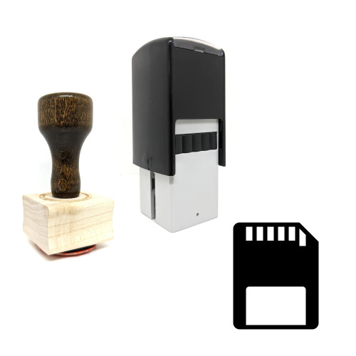 "SD Card" rubber stamp with 3 sample imprints of the image