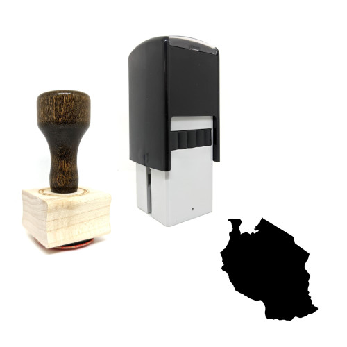 "Tanzania" rubber stamp with 3 sample imprints of the image