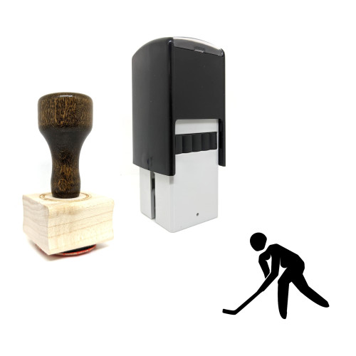 "Hockey Player" rubber stamp with 3 sample imprints of the image