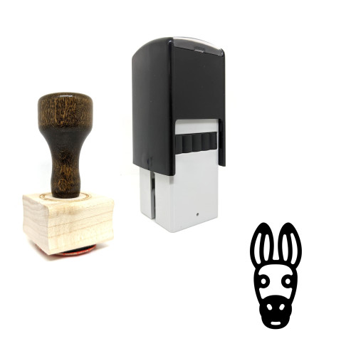"Donkey Face" rubber stamp with 3 sample imprints of the image