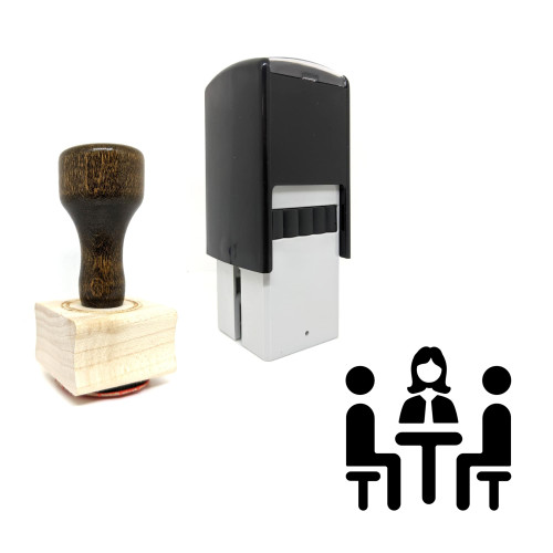 "Meeting" rubber stamp with 3 sample imprints of the image