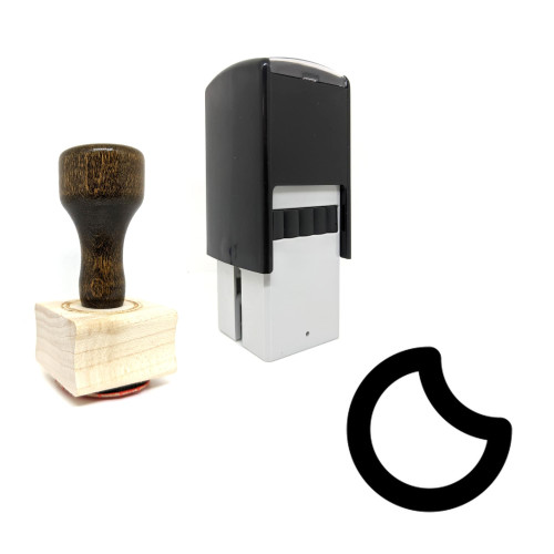 "Moon" rubber stamp with 3 sample imprints of the image