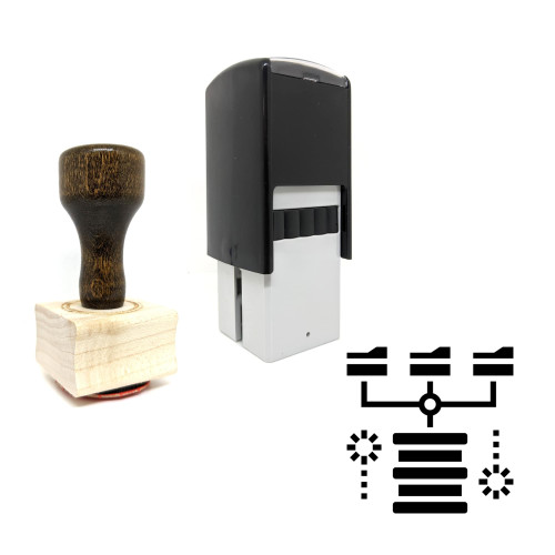 "Distributed" rubber stamp with 3 sample imprints of the image