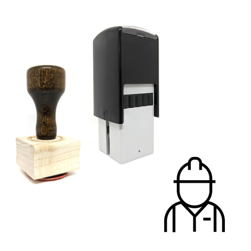 "Worker" rubber stamp with 3 sample imprints of the image