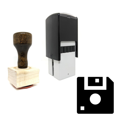 "Floppy Disk" rubber stamp with 3 sample imprints of the image