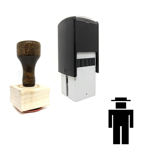 "Man" rubber stamp with 3 sample imprints of the image